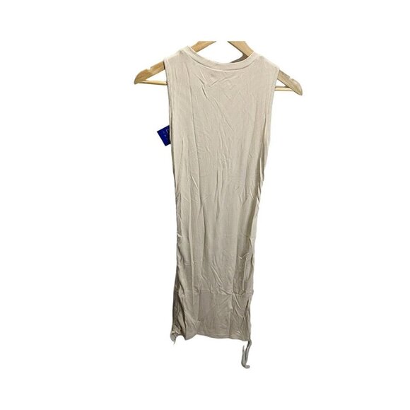 Myheat M Women Sleeveless Bodycon Ruched Short Dress Side Drawstring Solid Tan - Picture 3 of 7